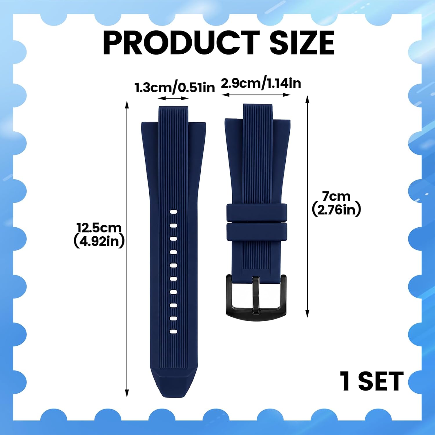 Deep Blue Rubber Watch Band Compatible with Michael Kors Watches (MK8184, MK9020, MK8152) – Soft Silicone Strap with Quick Release Spring Bars, Includes Removal Tool Kit, Durable Sport Replacement for Men & Women (29mm x 13mm) image 2