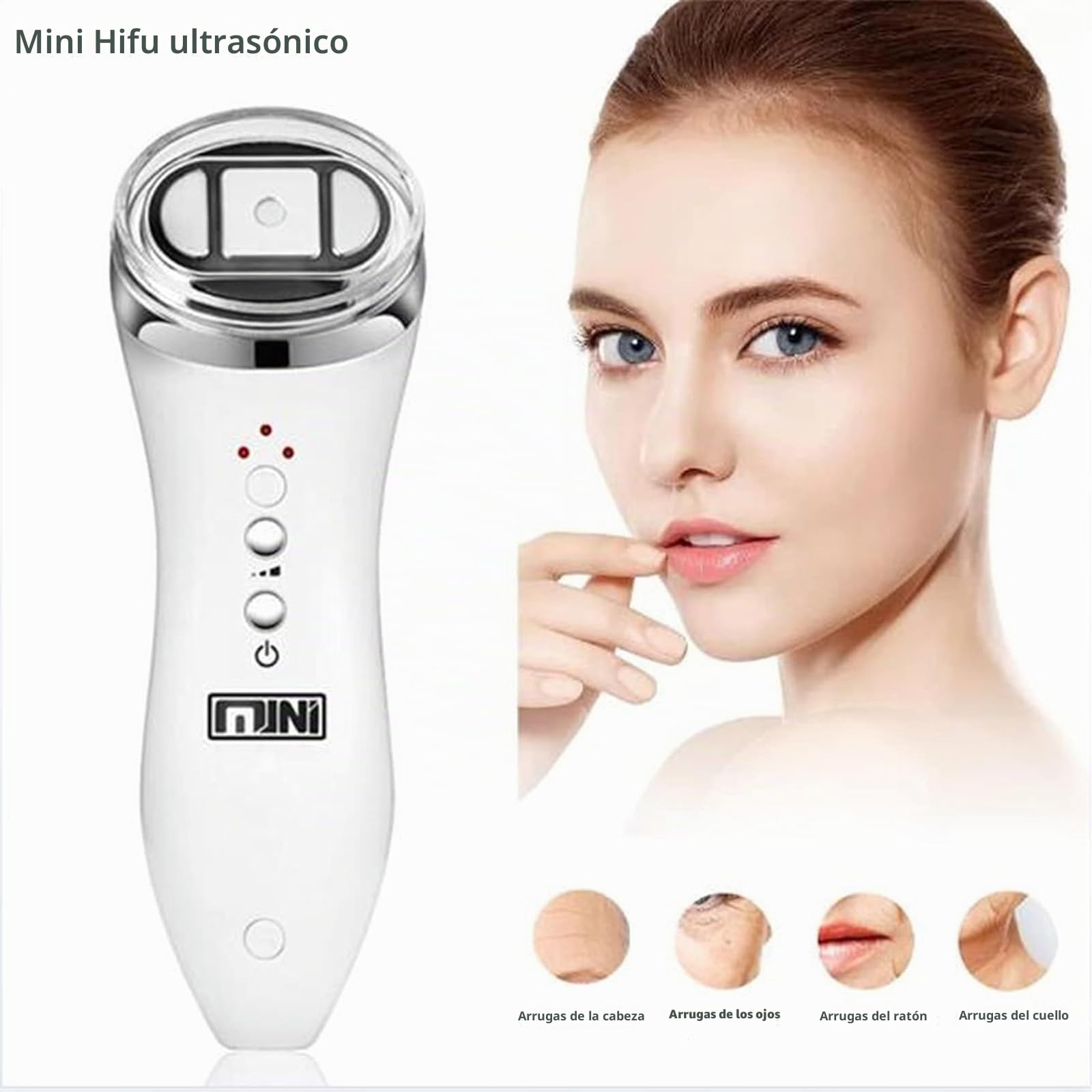 Facial Aparato Radiofrecuencia, Mini HIFU Masajeador de Radiofrecuencia de RF, Ultrasonido Enfocado de Alta Intensidad, Masajeador de Belleza por Ultrasonidos Levante Firme