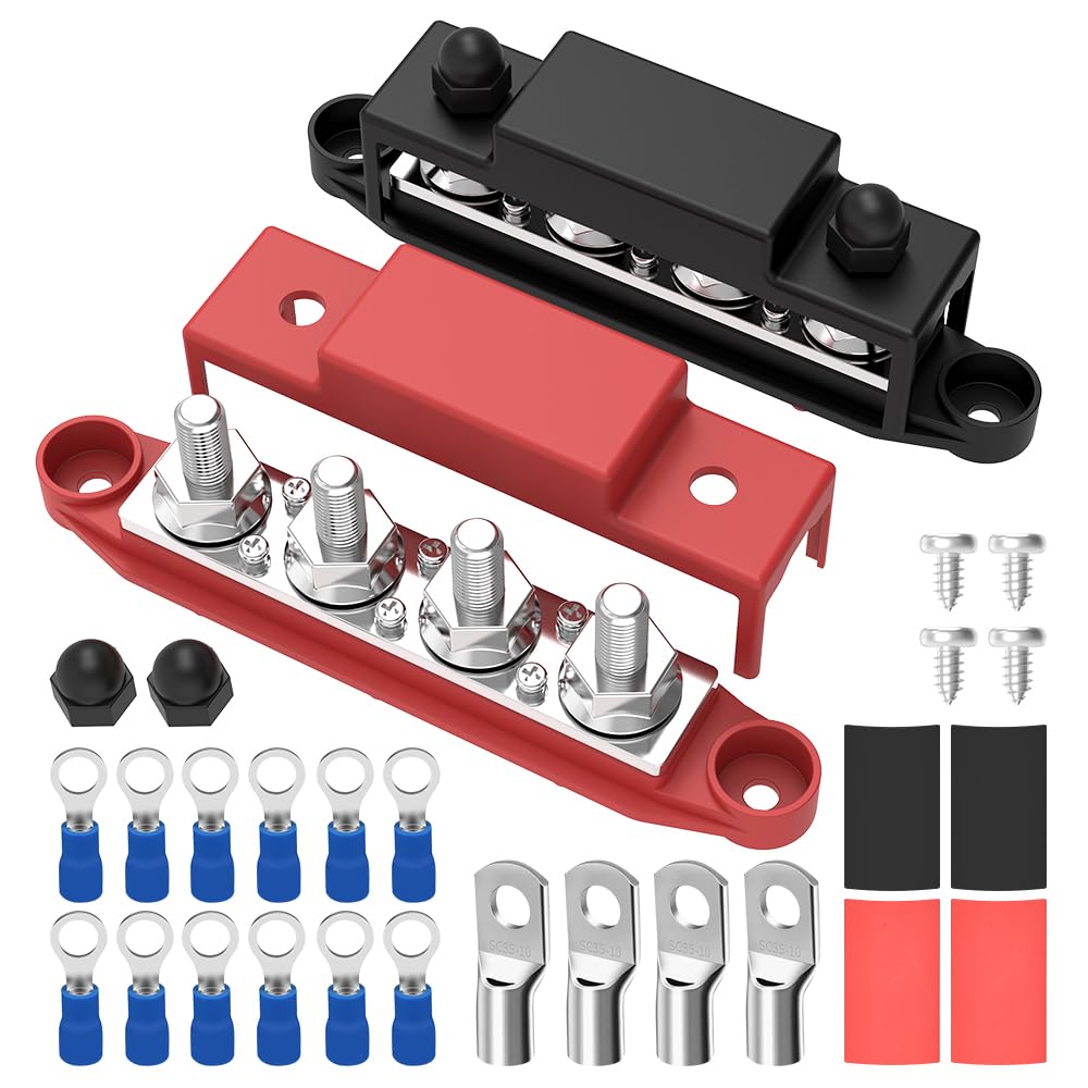 Post Terminal Blocks Snapklik.com : Bus Bar, Malictele 12V Bus Bar Terminal Block 4 X 3/8 ...
