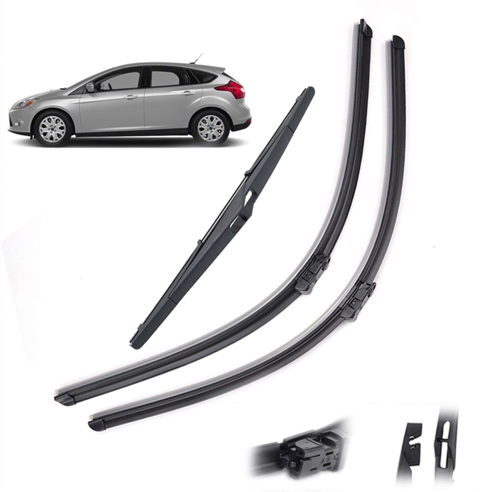 OSCCAR Auto Tergicristallo Parabrezza Tergicristallo Spazzole Lunotto Anteriore Posteriore per Ford per Focus 3 Hatchback 2011 2012 2013 2014 2015 2016 2017