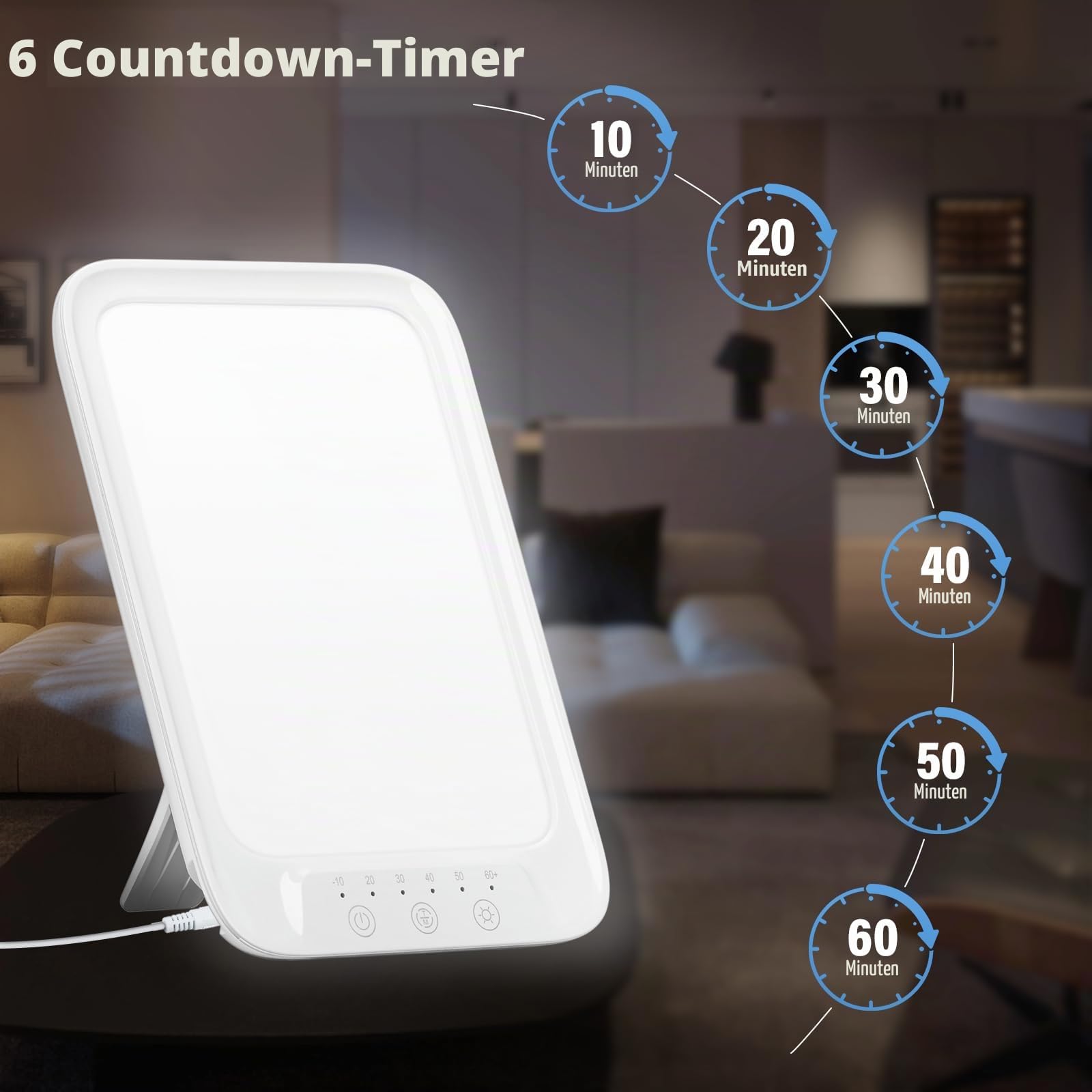 NIKYJM Tageslichtlampe 25000 Lux, Lichttherapielampe mit 3 Farbtemperaturen, 10 Helligkeitsstufen und 6 Timer, UV-freie LED Lichttherapielampe Tageslicht, Touch-Control Sonnenlicht Lampe, Weiß