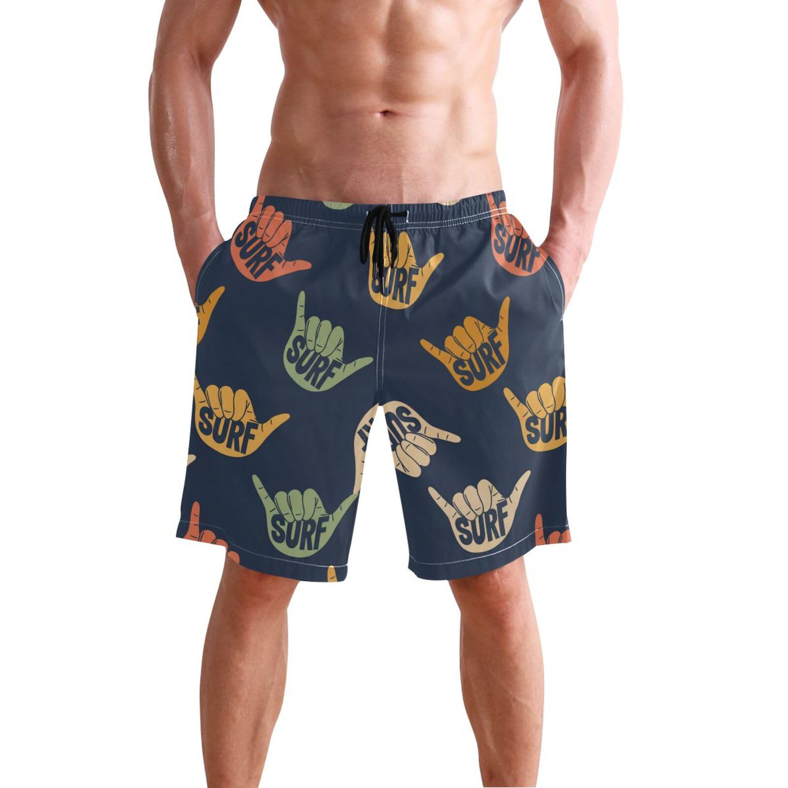 Men's Swim Trunks Mens Board Shorts Beach Swim Trunk Quick Dry Swimwear Pants with Mesh Lining-image-6