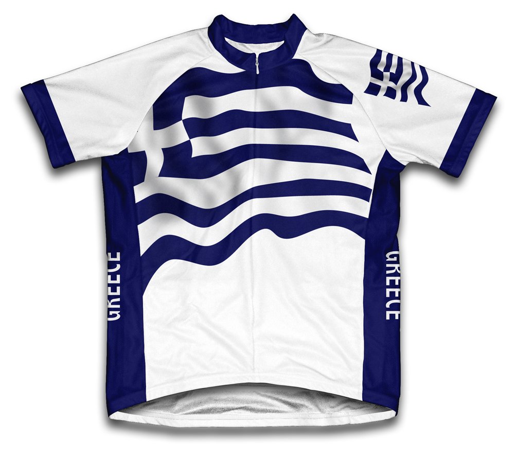 ScudoPro Greece Flag Short Sleeve Cycling Jersey for Men - Size 4XL