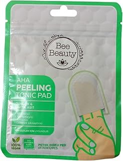 وسائد تونر التقشير بالأحماض الأمينية الألفا (AHA)، مواد نباتية مع حمض الجلايكوليك واللاكتيك، صنع في تركيا من بي بيوتي، 35 مل، 5 وسائد