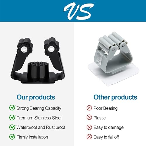 Miniatura 3 de Soporte para escoba y trapeador, organizador de herramientas de jardín resistente, mango de rastrillo y pala, colgador de fregona de acero