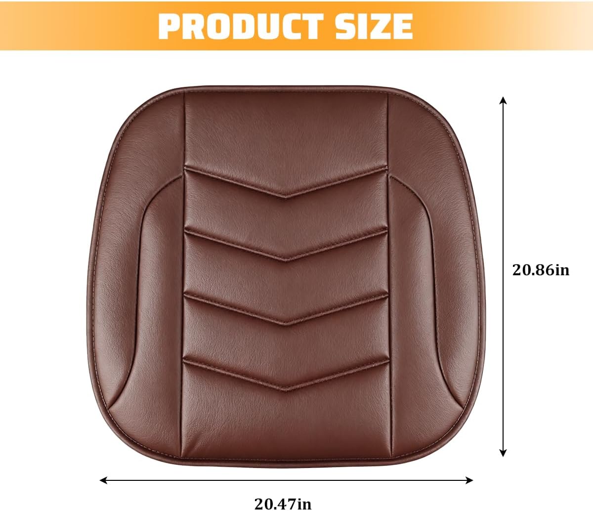 car front bottom seat cover, leather breathable driver bottom seat protector with storage pocket, anti-slip full wrapped automotive chair cushion mat, universal for truck van rv (coffee)