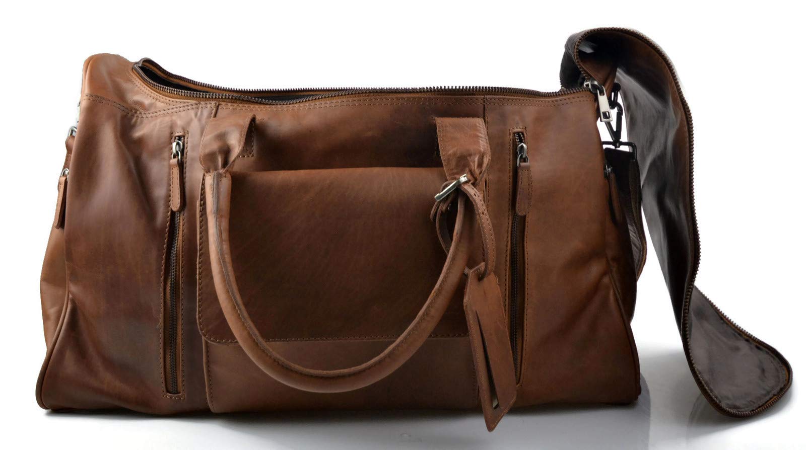 Bolsa de viaje de cuero maleta de cuero equipaje de mano bolsa de viaje grande de cuero XXL bolsa de viaje de mano marrón