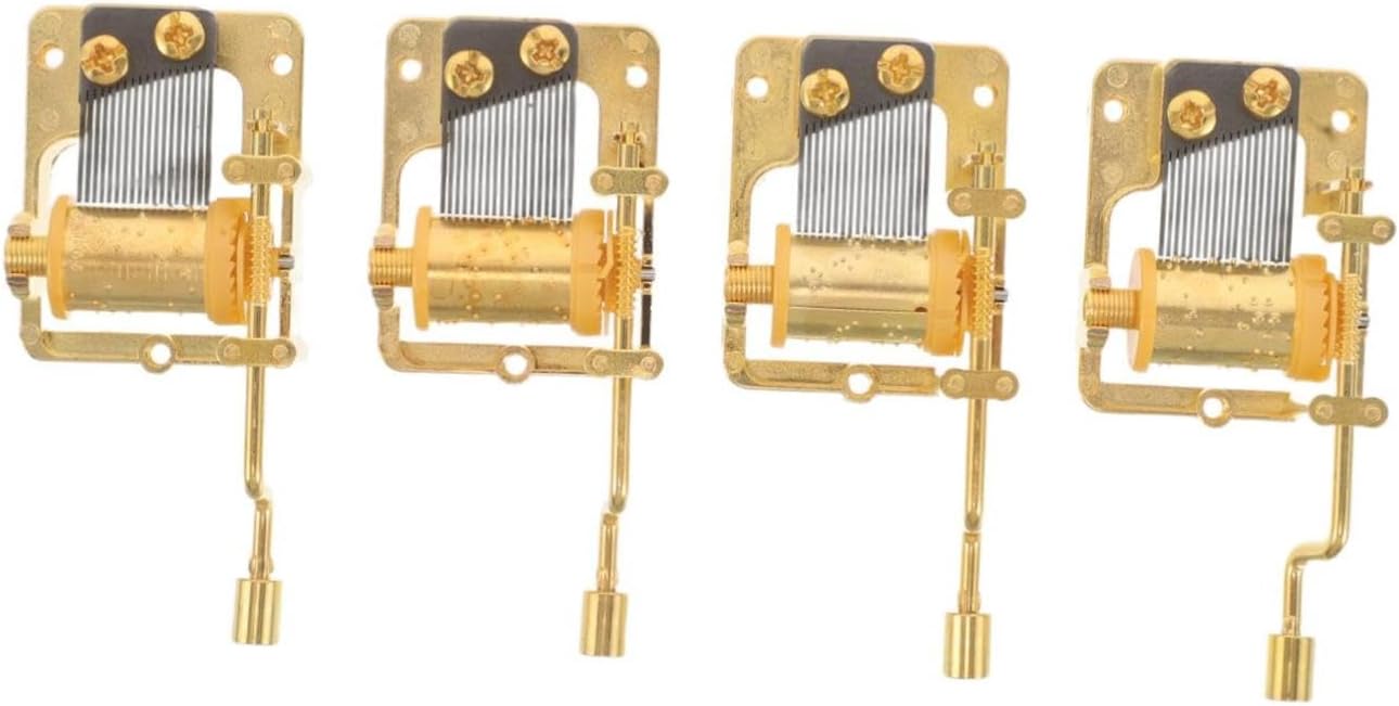 PATKAW 4pcs Hand Crank Music Box Mechanism for DIY Music Boxes, Metal Material with Smooth Crank Mechanism and Accurate Pitch, Compact Design Easy to Carry for Outdoor Adventures
