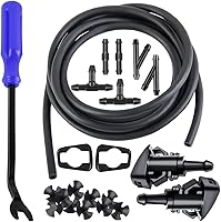 AUCELI 22-Pc Windshield Washer Hose Kit: 13ft Flexible Rubber Tubing, Connectors, Fan Nozzles for Most Cars - Easy DIY Replacement