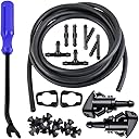 AUCELI Windshield Washer Hose Kit 22 Pcs Set, 4M Washer Fluid Hose, 6 Pcs Hose Connectors, 2 Fan Nozzles, Connect Car Water Pump and Nozzles Suitable for Most Car Windshield Fluid Tubing