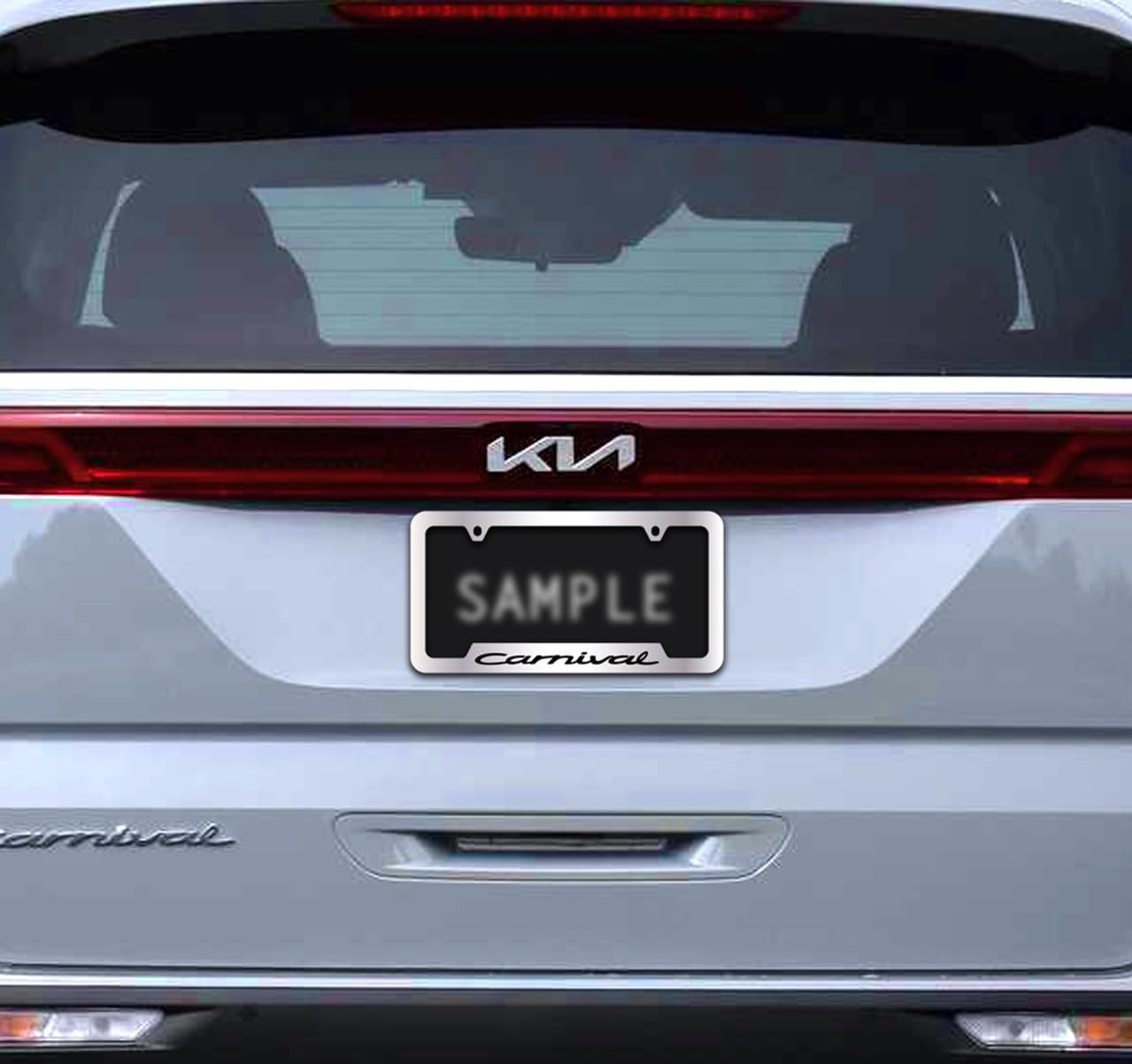 Kia Carnival License Plate Frame Chrome Plated Metal Bottom Notched 2-Hole