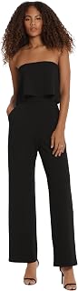 womens Sleek Chic Strapless Peplum Jumpsuit Dressy Party Event Occasion Night Out Guest of