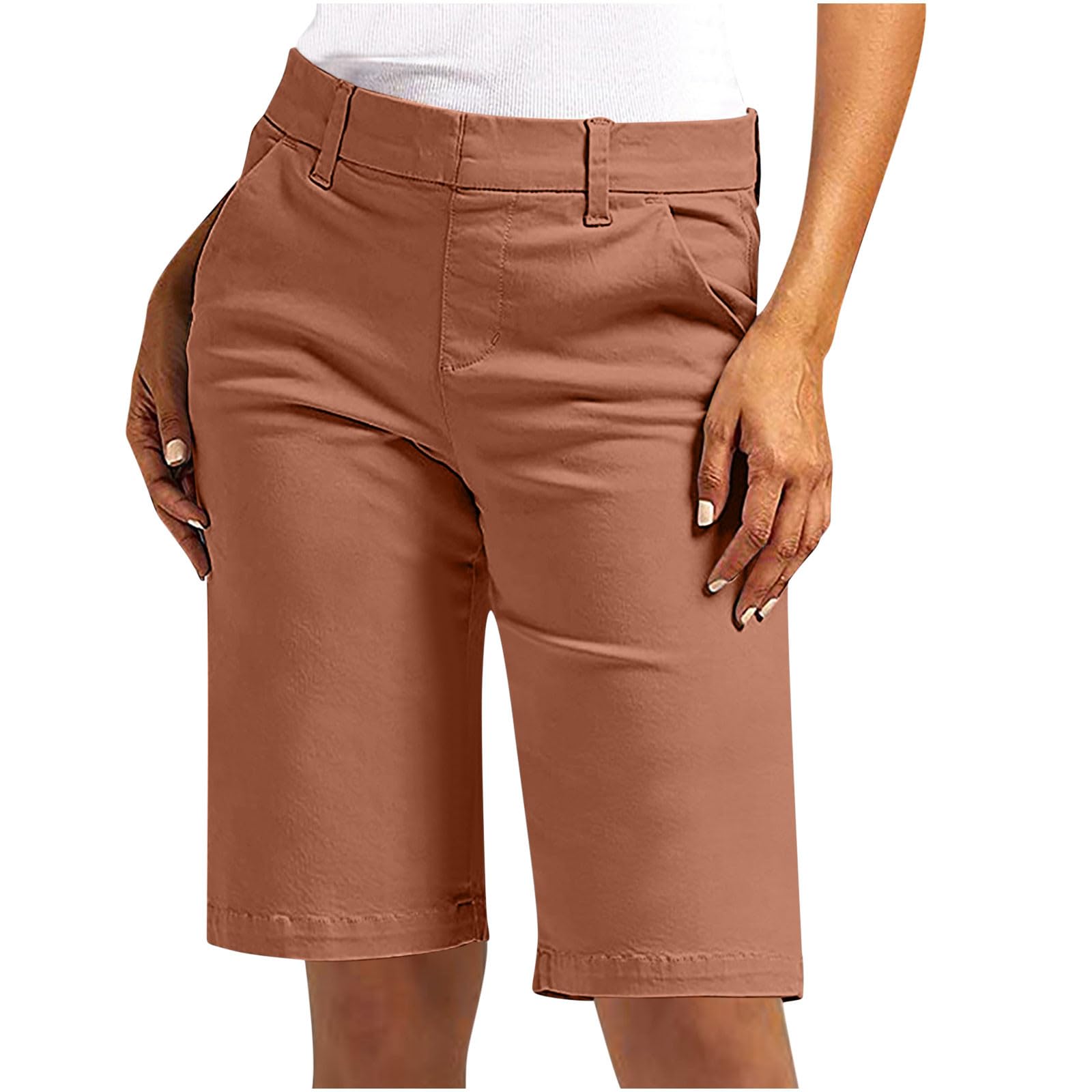 Bermuda Shorts for Women Trendy 2025 Casual Summer High Waisted Chino Shorts Straight Leg Hiking Vacation Outfits