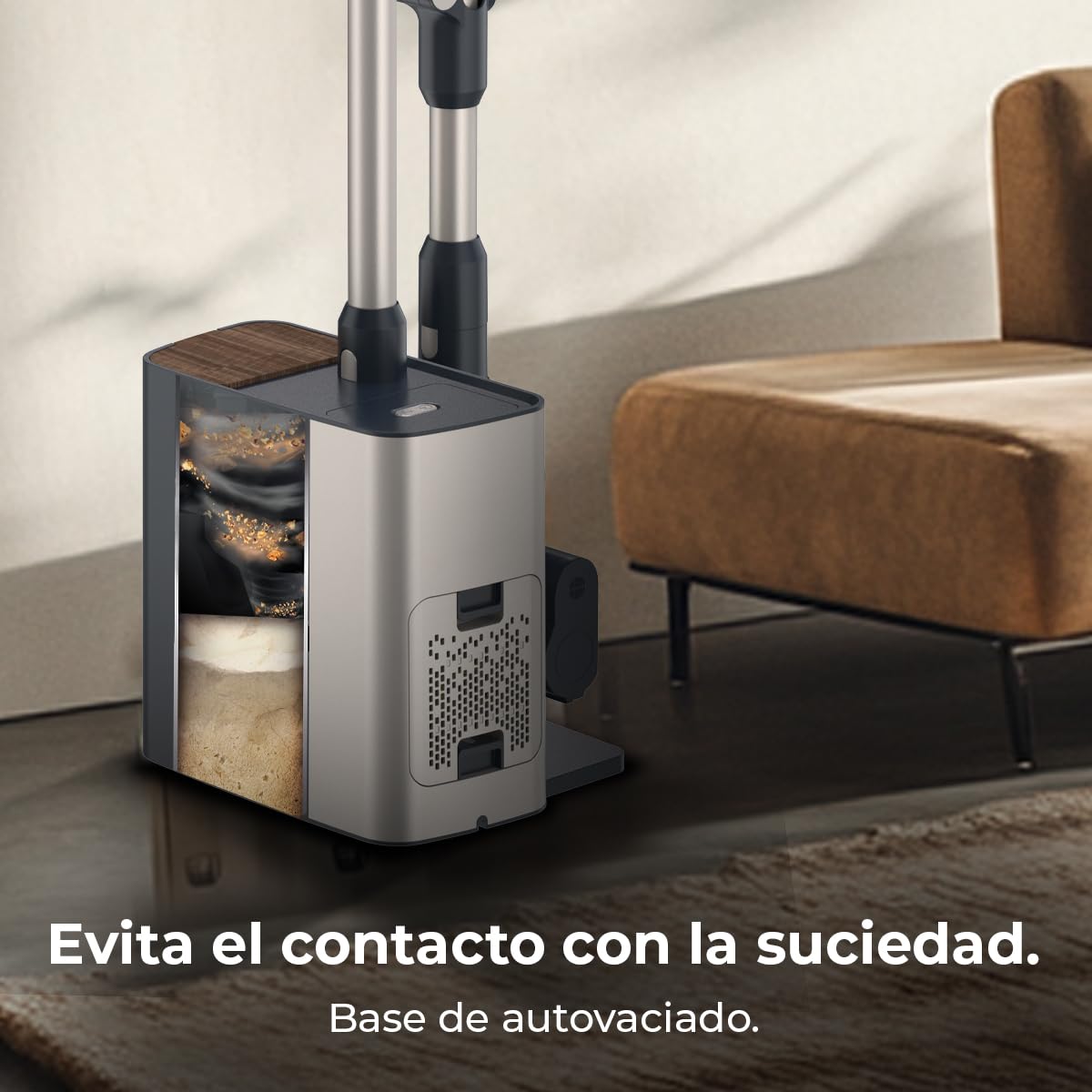 Cecotec Aspiradora Escoba Sin Cable Conga Rockstar 5500 Hurricane Station Flex, MAX 220 AW, 700 W, Base de Autovaciado, hasta 90min de Autonomía, Cepillo antienredos, Tubo Flexible y Ciclón Paralelo