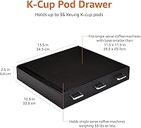 Vista 7 de Yaxa Basics Cajón de almacenamiento de cápsulas de café para cápsulas K-Cup, capacidad de 36 cápsulas, color negro