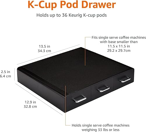 Miniatura 7 de Amazon Basics Cajón de almacenamiento de cápsulas de café para cápsulas K-Cup, capacidad de 36 cápsulas, color negro