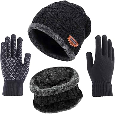 grey hat scarf and gloves set