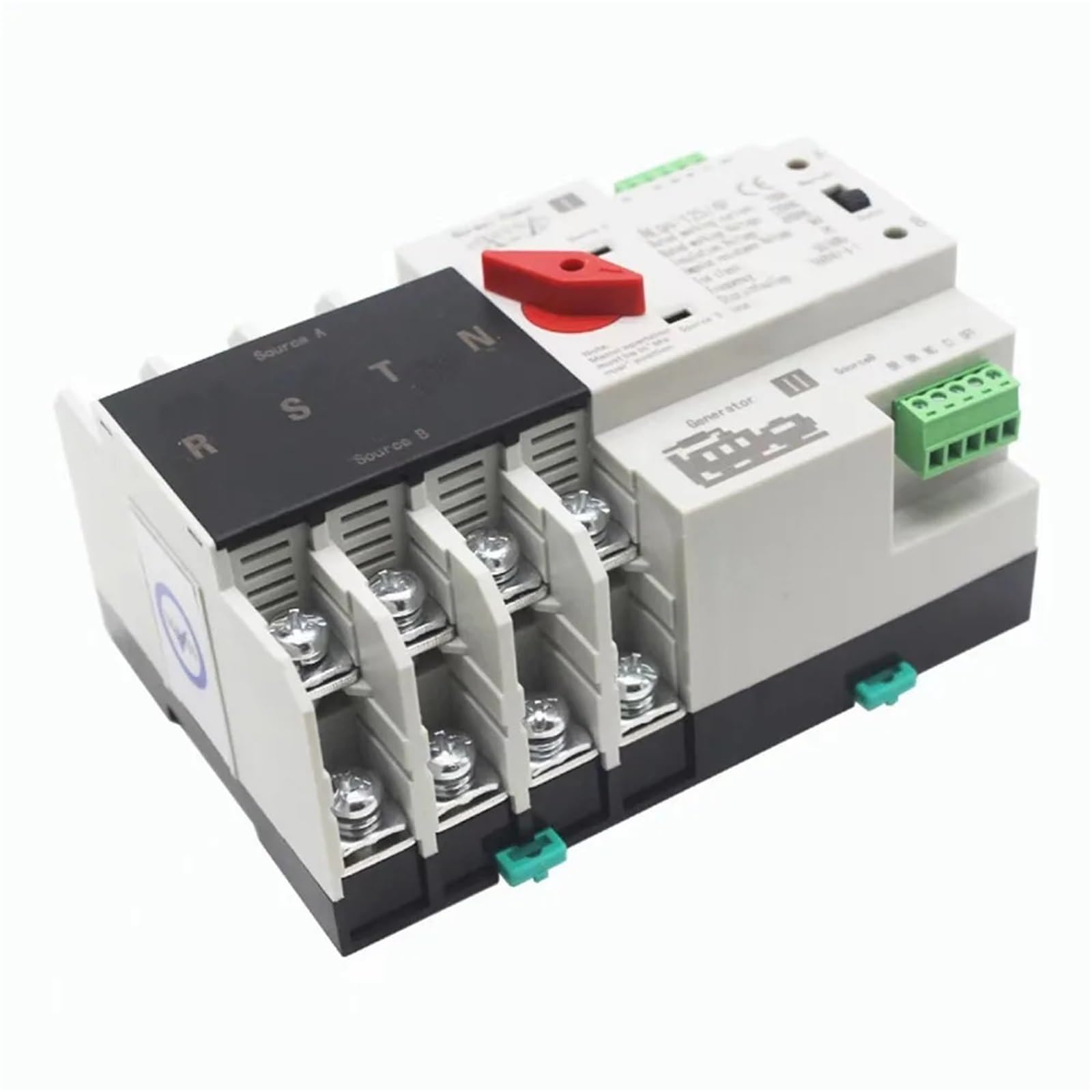 Selettori elettrici di trasferimento automatico a doppia alimentazione, ATS PV 2P, 100 A, AC 220 V, AC 230 V, su guida DIN, fase, ininterrotto