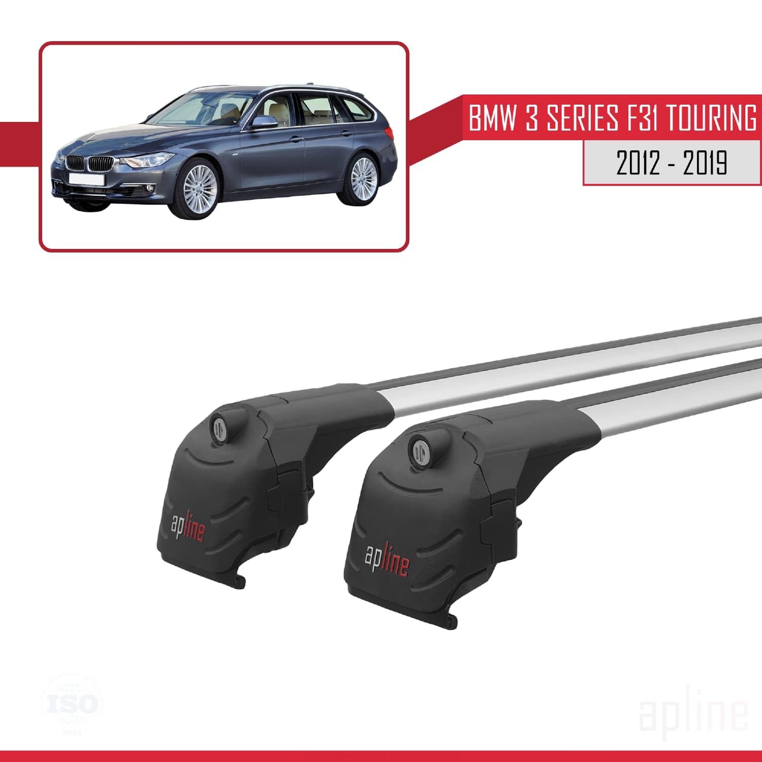 Kompatibel mit BMW 3er (F31) Touring 2012-2019 ACE-2 Modell Relingträger Dachträger Auto Gepäckträger Grau Aluminium 2 Stangen