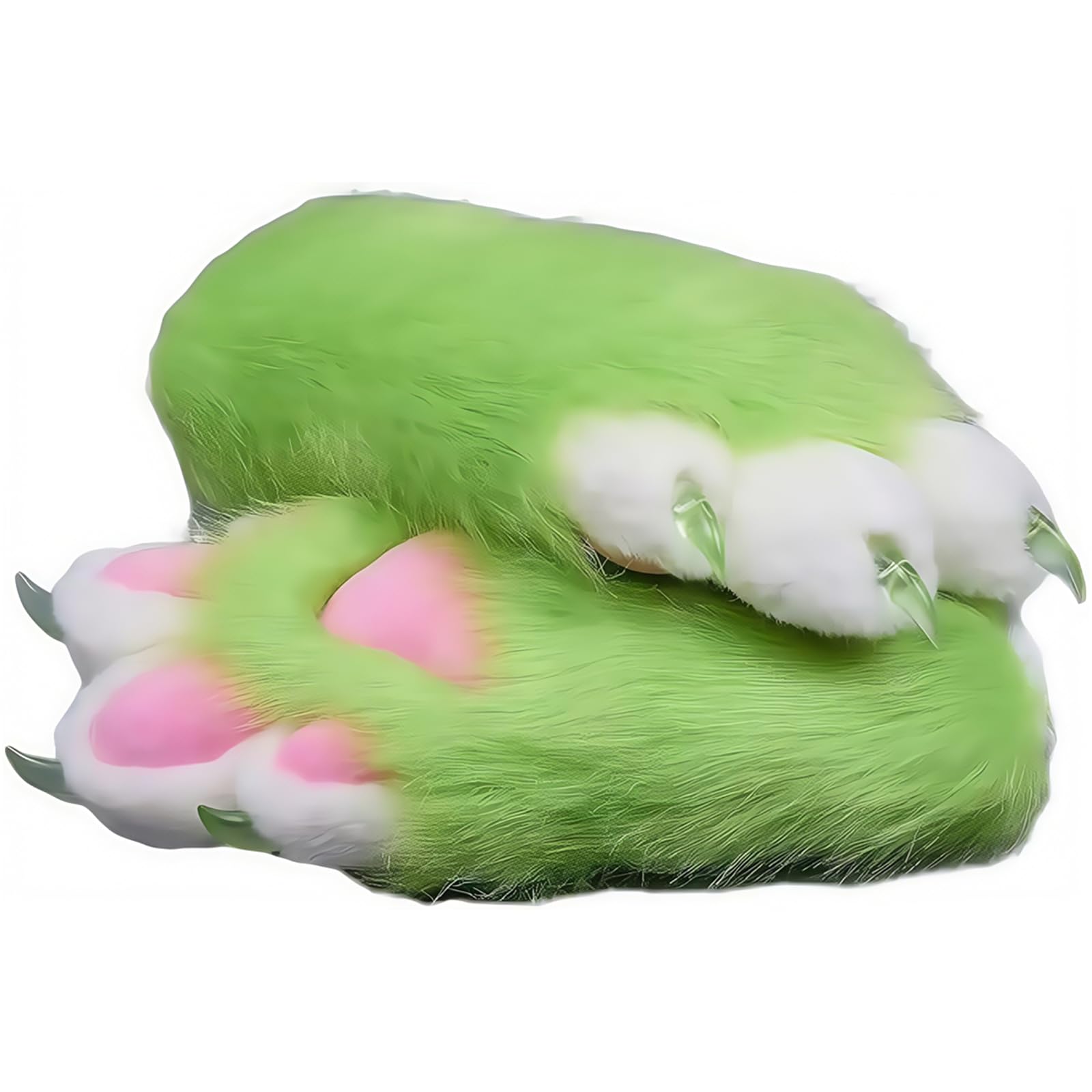 Fursuit paws gloves Multiple colors to choose from Furry claws Cosplay exhibition costumes Cat paw glove (yellowish green, One Size) — image 1