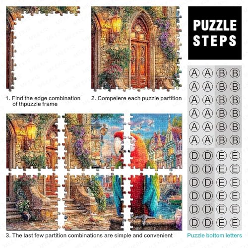 Puzzle de 1000 piezas premium de loros en la ciudad y edificios clásicos para adultos 4