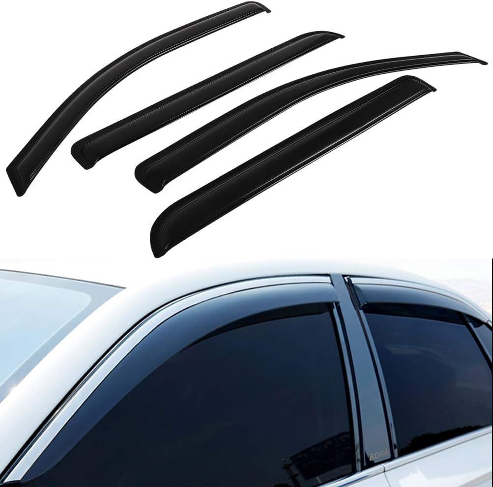 OCPTY Window Visors Fits for 2014-2018 For Chevrolet Silverado 1500 Tape-on Rain Guards Side Window Deflectors 4 Pieces(2pcs for front doors and 2pcs for rear doors)