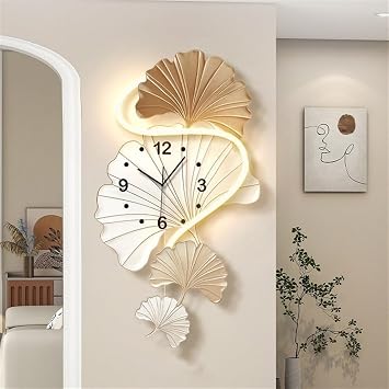 ZAIHW Plug-in Power Supply Wall Clocks for Living Room Decor, 3D Wall Painting Decor with Light, Modern Large Wall Clock for Living Room, Corridor, Bedroom, KitchenA,55x94cm/21.7x37in