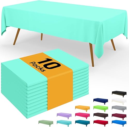 Miniatura 39 de Smiry - Juego de 6 manteles desechables, manteles rectangulares impermeables de 54 x 108 pulgadas para fiestas, mantel de plástico decorativo, a