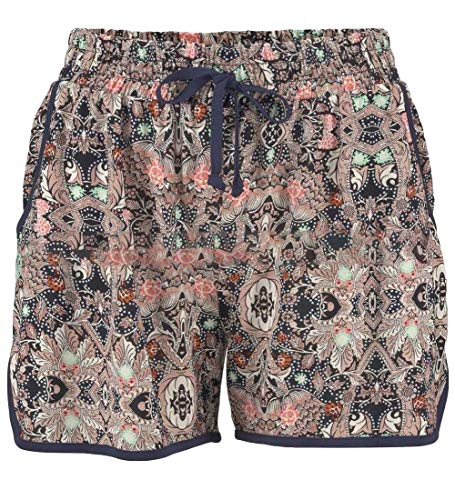 Short de praia feminino de ajuste solto com cordão e estampa floral boêmio da KLJR, Aspic, Medium