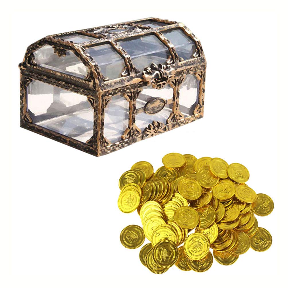 Buy NUOBESTY Kids Pirate Treasure Chest Toy Box Antique Color with Lock