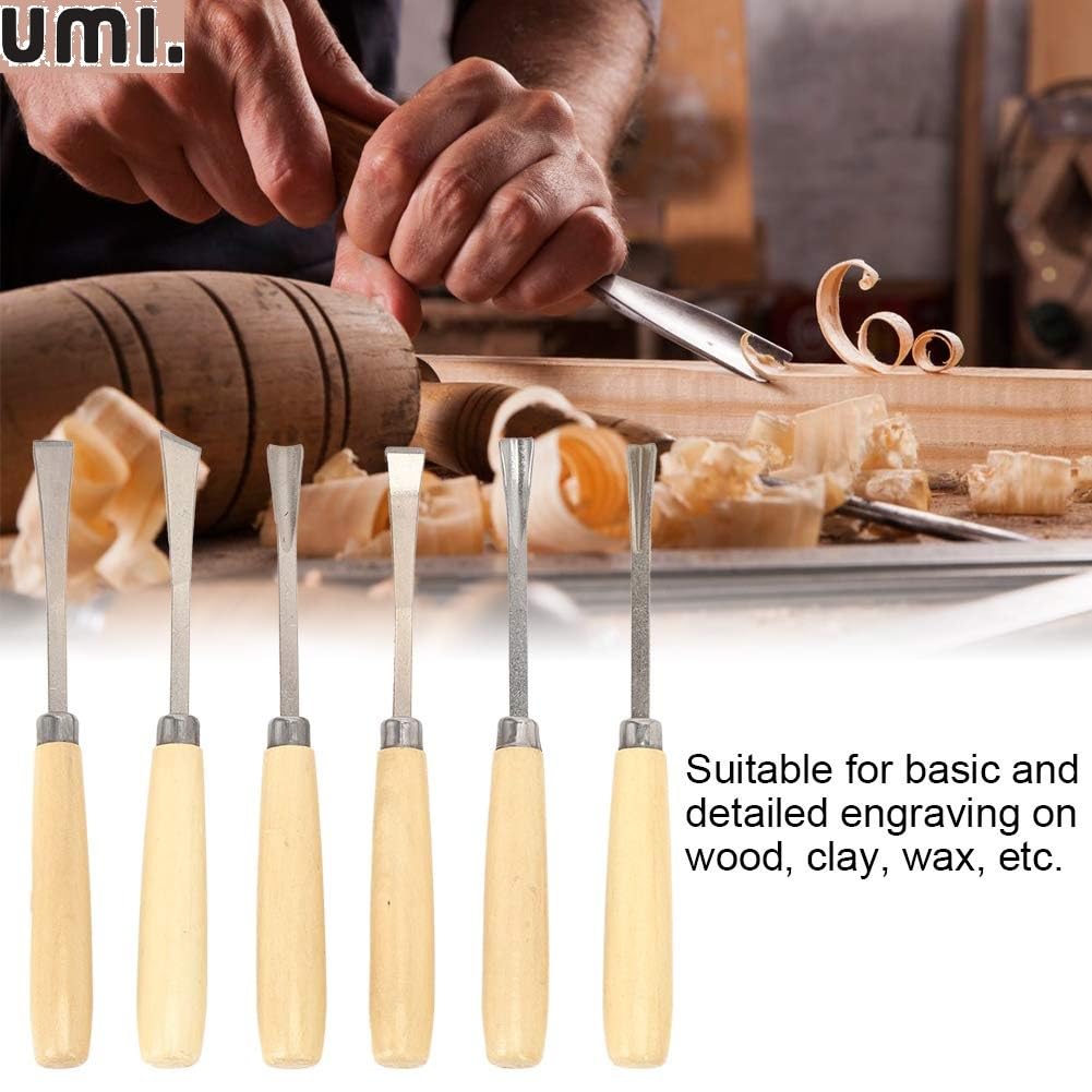 Amazon Brand - Umi 6 Piece Heavy Duty Wood Carving Chisel Set – Precision Crafting Tools for Home & Professional Use, Durable Steel Blades with Ergonomic Wooden Handles, Ideal for Carpentry - Image 8 thumbnail