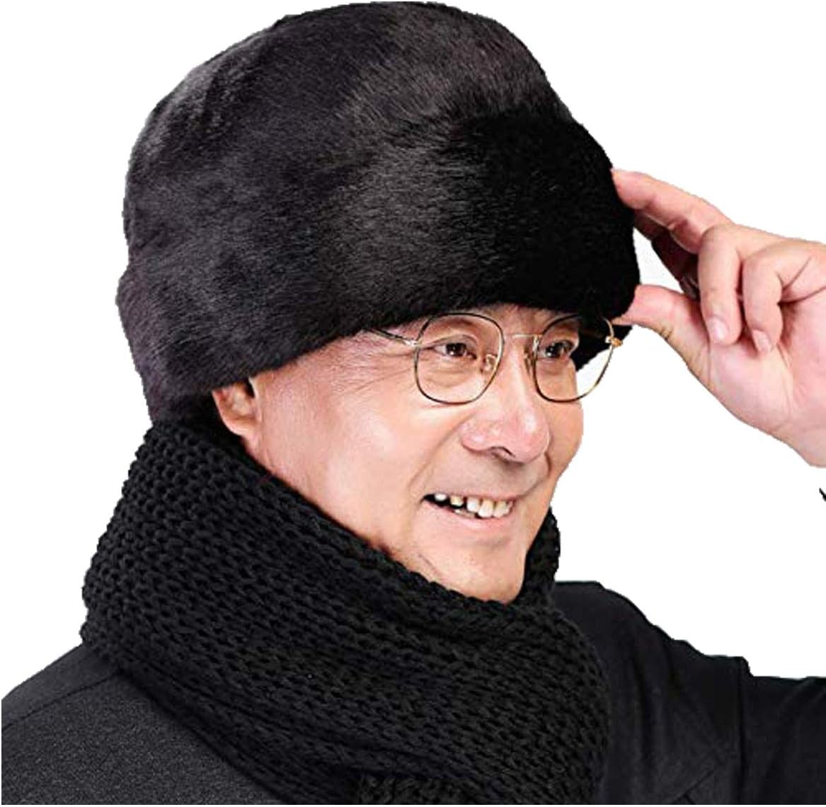 Men Trapper Hat Winter Faux Fur Ushanka Hats Ear Flap Hunting Windproof Ski Snow Caps Earflaps Russian Thermal Dad Hats Balaclavas Cycling Warm Earmuff Beanie Hat