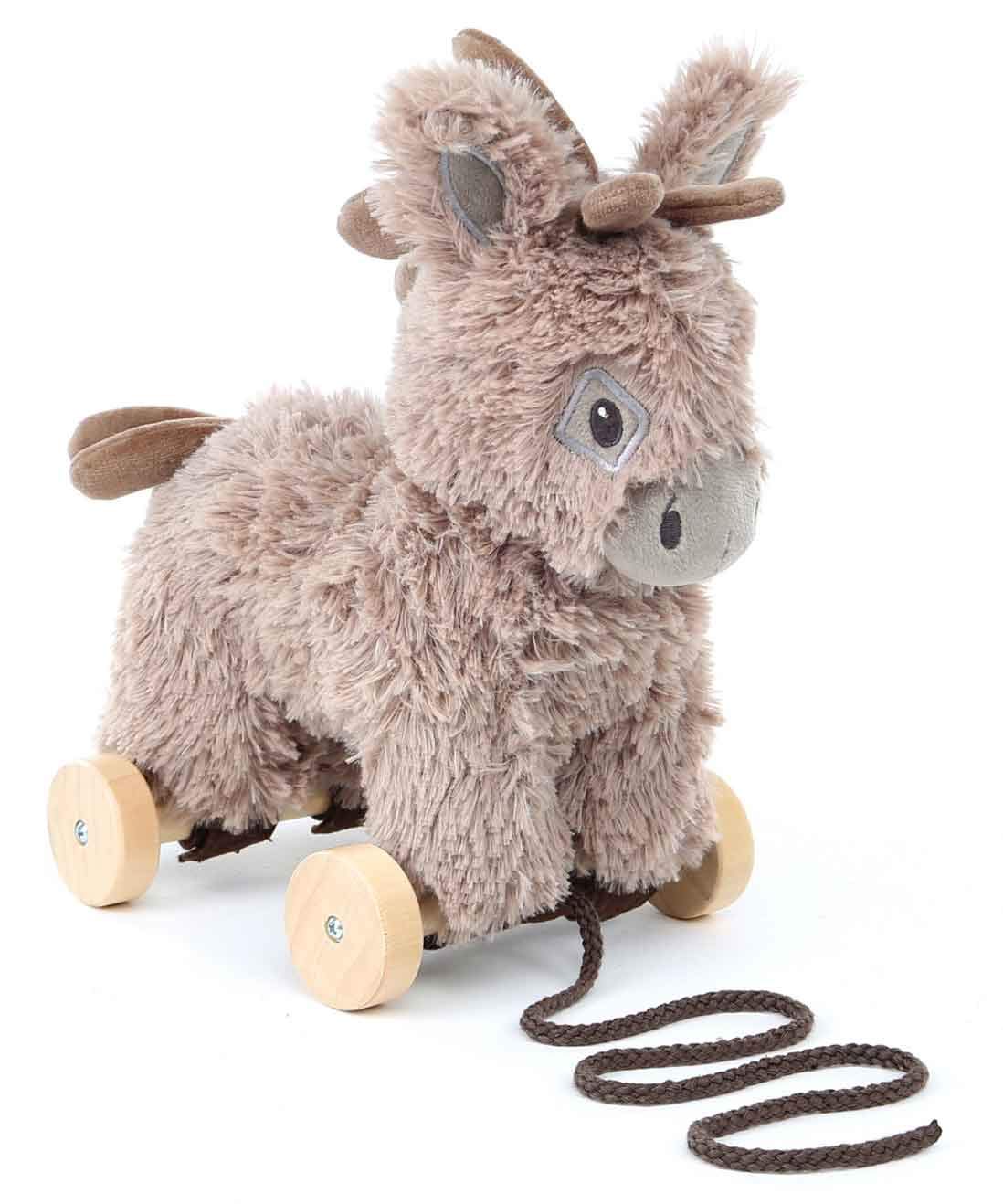 Little Bird Told Me - Norbert Donkey Pull Along Toy for Baby 6+ Months Unisex - 2-in-1 Soft Toy, Removable Wheels, Sensory Plush Fabric - British Brand Since 2007
