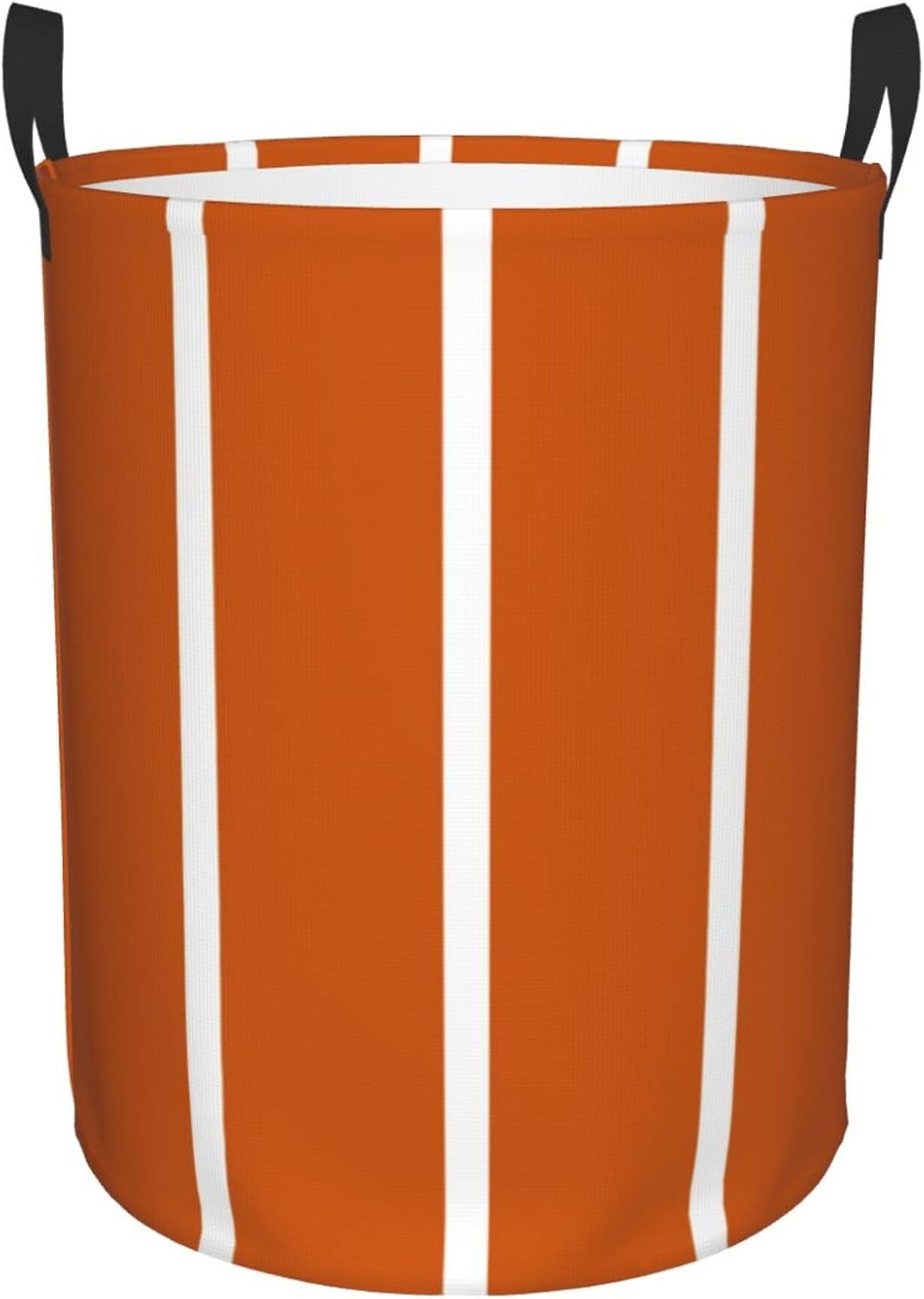 Large Laundry Basket, Burnt Orange White Stripes Laundry Hamper Bag Collapsible Washing Bin With Handles for College Dorm, Family Essentials Storage