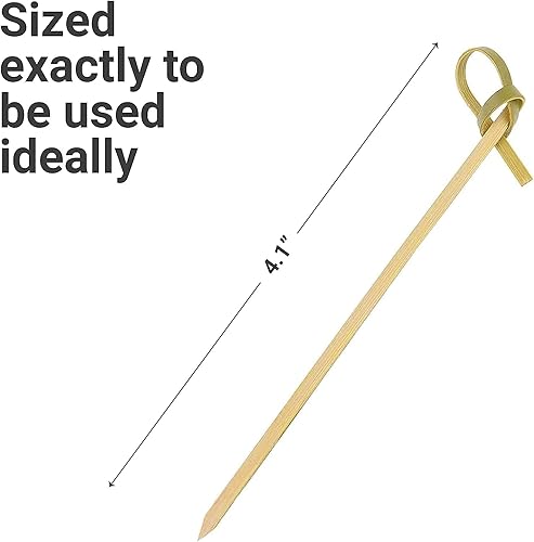 Miniatura 4 de Púas de cóctel de bambú natural con nudo en bucle, ideales para cócteles, fiestas, barbacoas, aperitivos, club, sándwiches, palos de bambú para