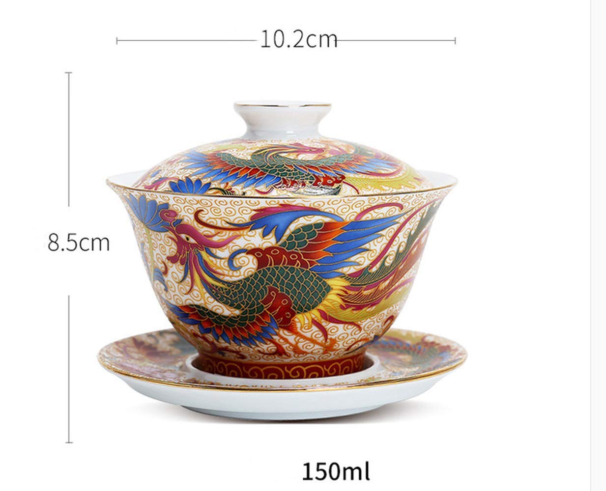 PAYNAN Chinese Ceramic Phoenix Gaiwan Tea Set Tea Cup Cover Bowl Auspicious Tea Tureen Home Decor