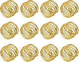Ayumn Creations Inc Handmade Twisted Wire Mesh Napkin Rings Holders - 12 Pcs Golden Round Napkin Hol