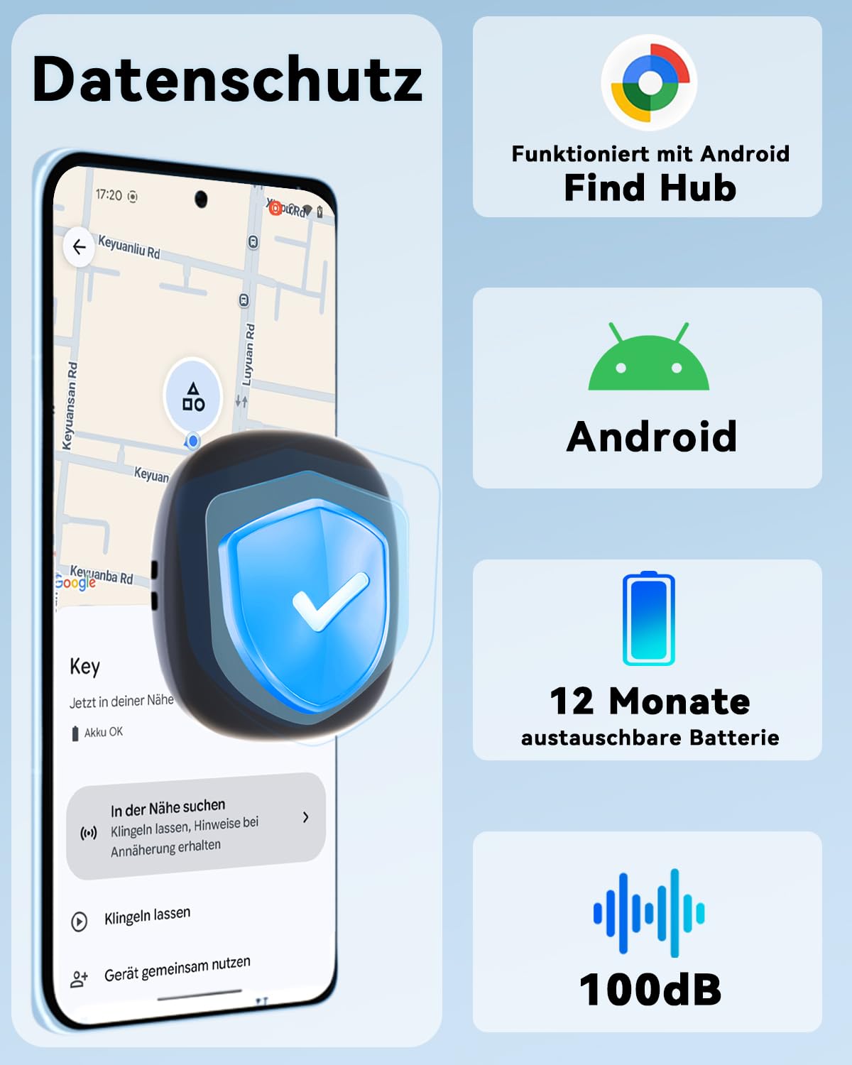 2 localizzatori GPS Android Smart Tag per Google Find Hub | Tracker Android senza abbonamento, Air Tracker per chiavi, valigia, bagagli, con custodia in silicone IP66 e batteria