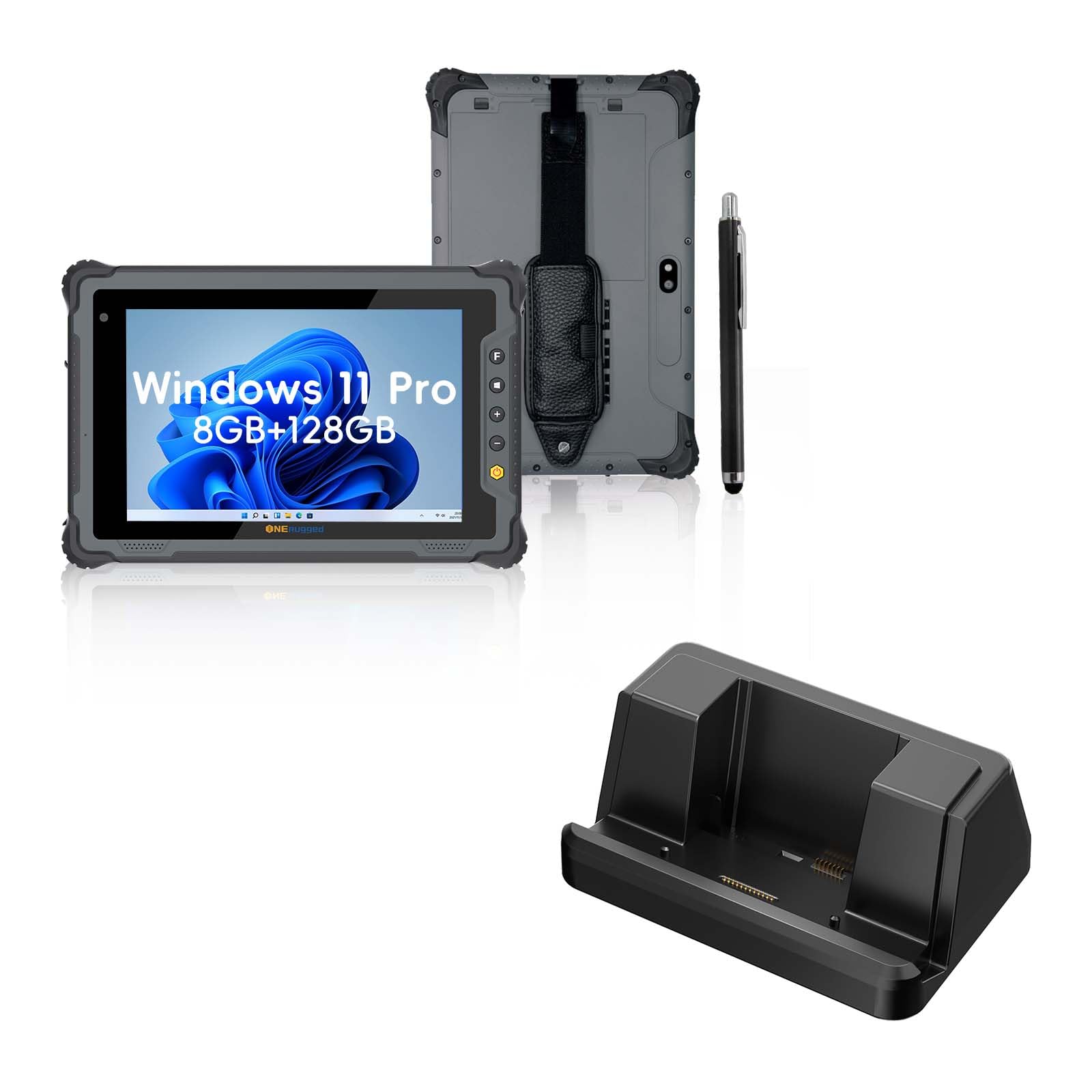 ONERugged Rugged Tablet M80J, 8 inch Windows 11 Pro Tablet, 8GB+128GB, Celeron N5100, IP65 Waterproof, MIL-STD-810H, 5000mAh, Industrial Outdoor Work PC, and Charging Cradle