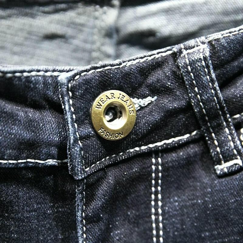 Men’s Ripped Skinny Fit Jeans Wash Distressed Denim Pants Casual Streetwear Men Trousers4