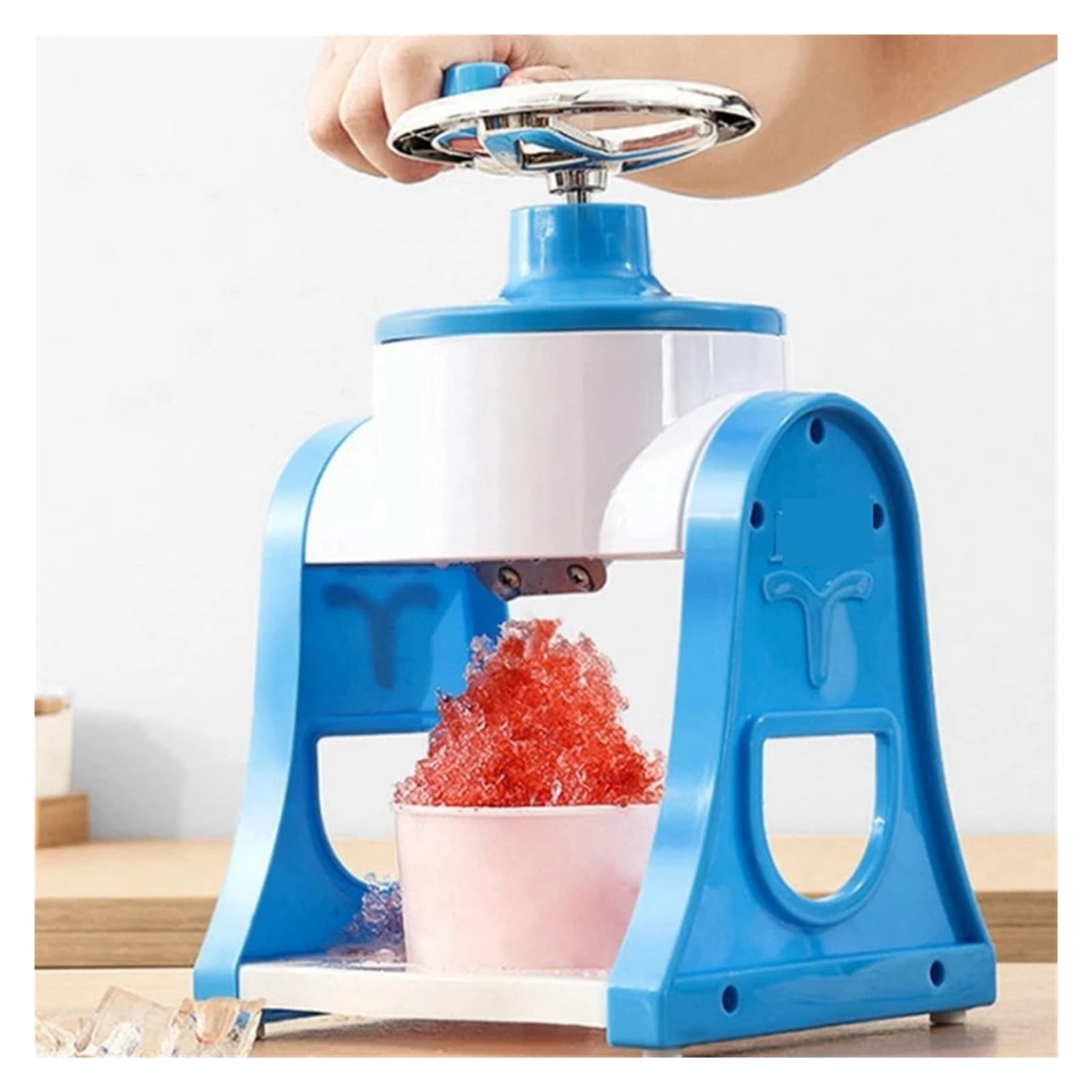 Trituradora de hielo, máquina de hielo afeitado para el hogar, pequeña máquina de hielo manual de verano, agitador de hielo y granizo, para hacer hielo, para el hogar, restaurantes y cafés 3