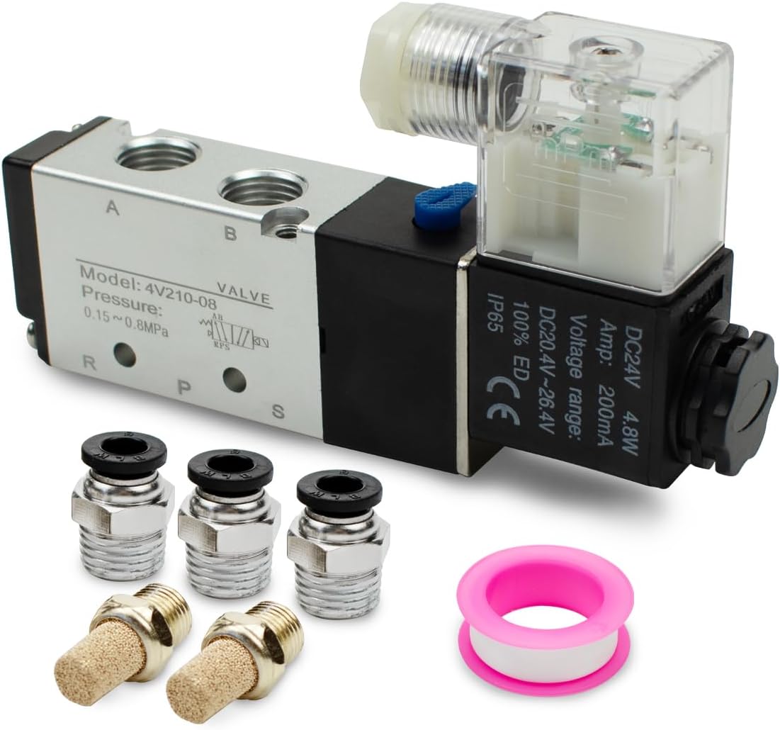 Électrovanne Pneumatique Heschen 4V120-06 24VDC - PT1/8, 2.5W, 5/2 Voies - Pour Systèmes Industriels