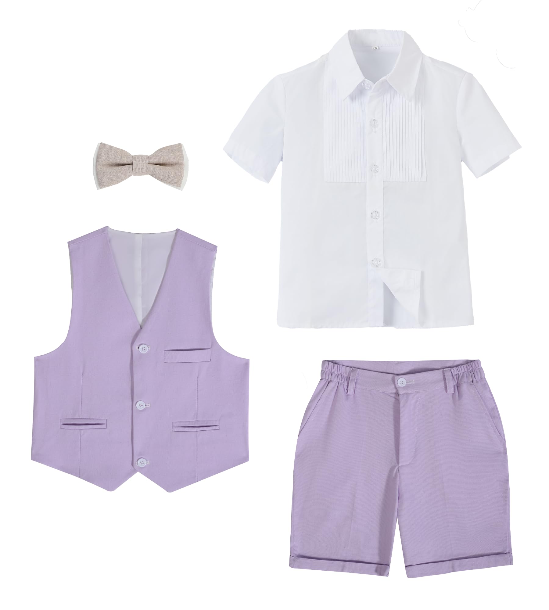 Kurzer Leinenanzug für Jungen und Kinder, Sommer-Ringträger-Outfits
