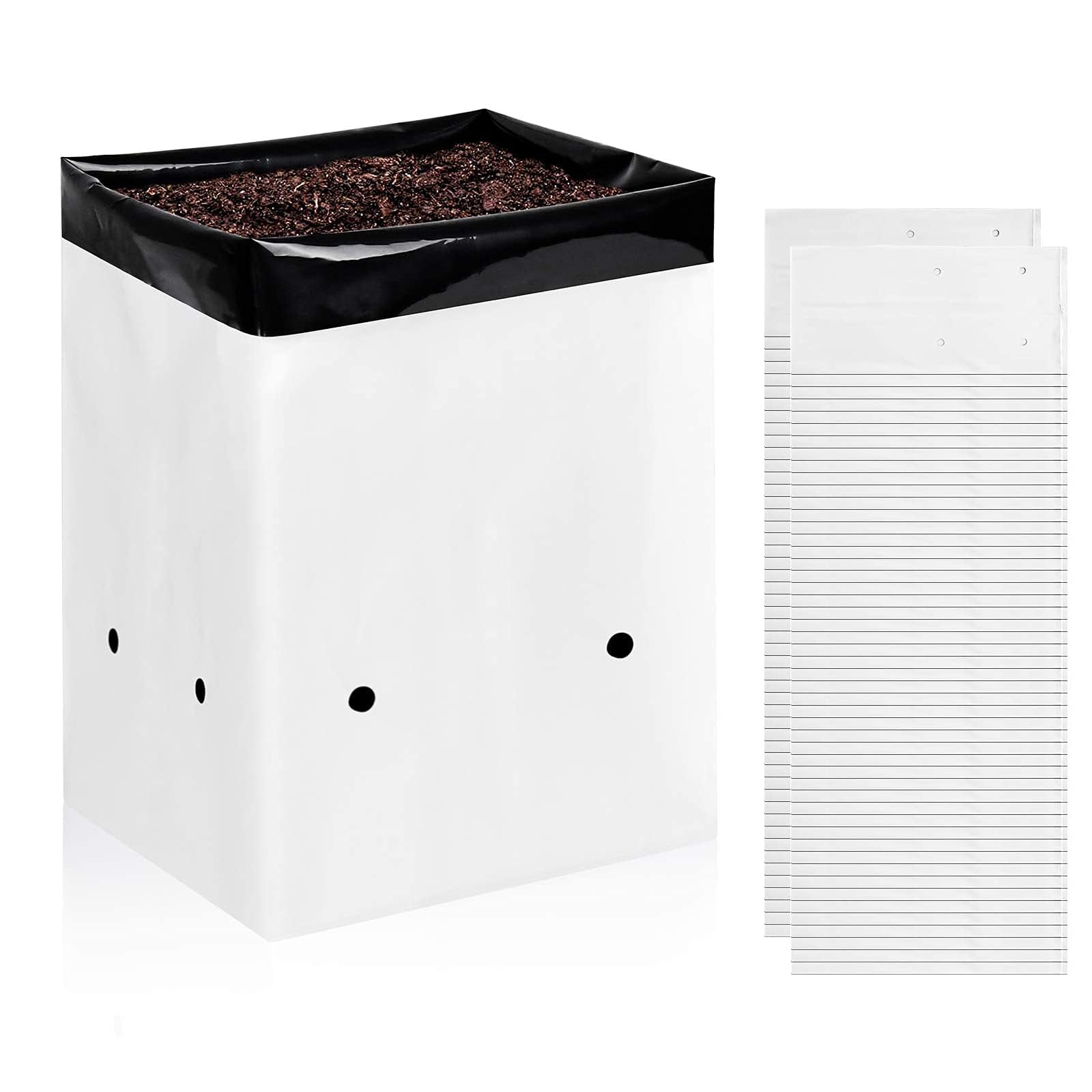 YSSOA Lot de 100 Sacs de Culture de 10 litres, conteneurs en Film de Panda Noir et Blanc pour semis, Sacs en Plastique épais pour tomates, Pommes de Terre, Carottes, Taro-Jardin pépinière et