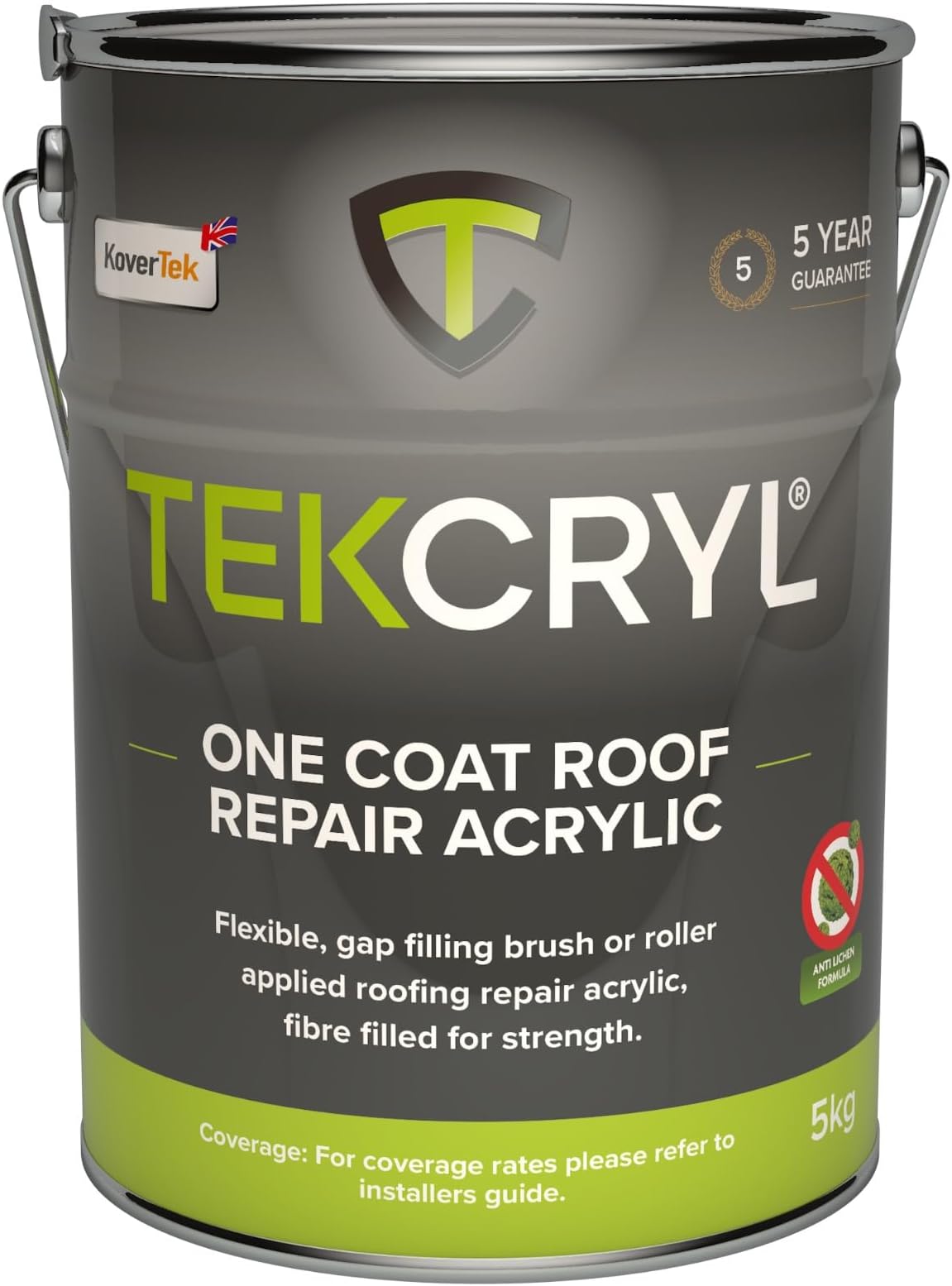 Emergency Roof Repair 5 yr Material Guarantee, Fast Fix, TekCryl (Grey) 5 kg