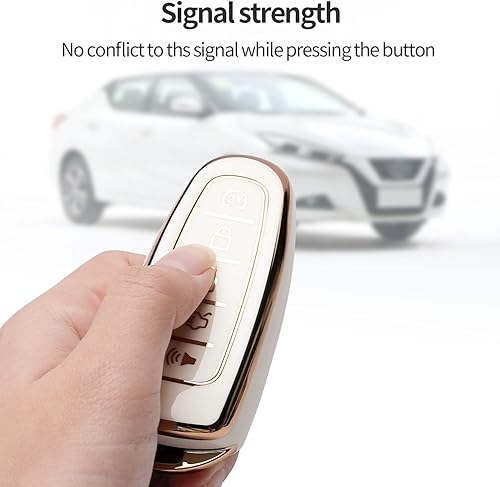 Miniatura 5 de FOB - Funda para llavero Ford para CMAX Escape Focus Edge Expedition Explorer Flex Taurus Smart Key Shell Case, Blanco marfil.