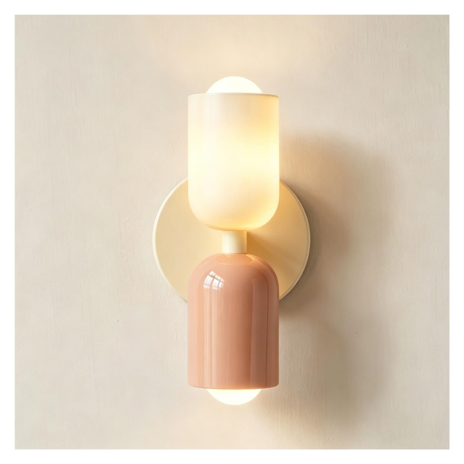 LUOYAOB Vintage Double Head Wall Sconce Wall Mounted Light Metal Wall Lamp Bedroom Hallway Bathroom Indoor Outdoor Wall Lighting Fixture Home Decor Warm Ambient Light Red Pink(Beige+Pink)