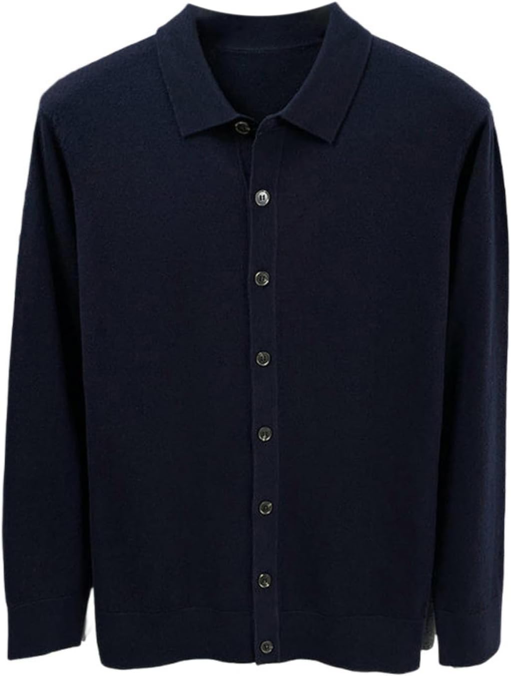 Men's Autumn Winter Shirt Collar Inner Layer Cashmere Knit Sweater Cardigan