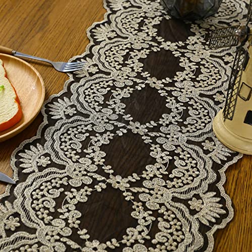 Chemin de table moderne vintage fleurs en polyester lavable et durable - 4