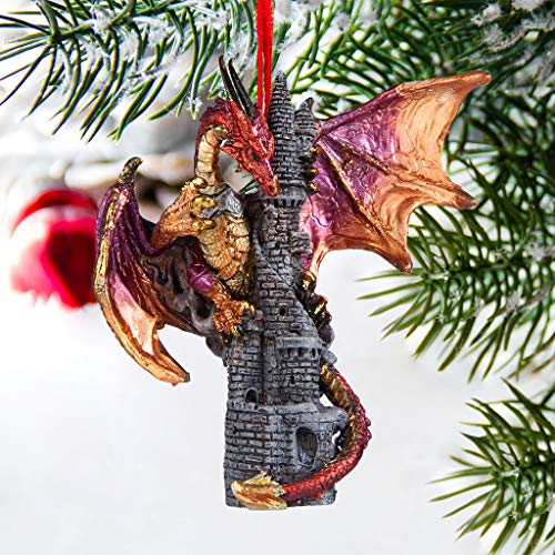 Design Toscano Christmas Tree Zanzibar The Gothic Castle Holiday Ornament-Dragon Statue, Single, Multicolored #TOP6